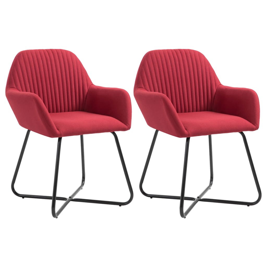 Chaises à manger lot de 2 tissu #couleur_rouge bordeaux