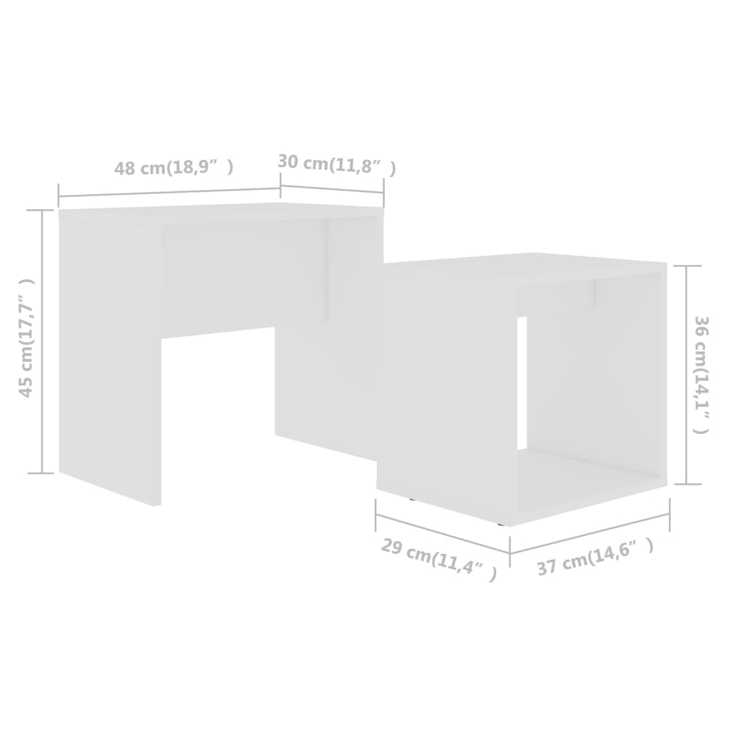 Ensemble de tables basses 48x30x45 cm Aggloméré #couleur_blanc
