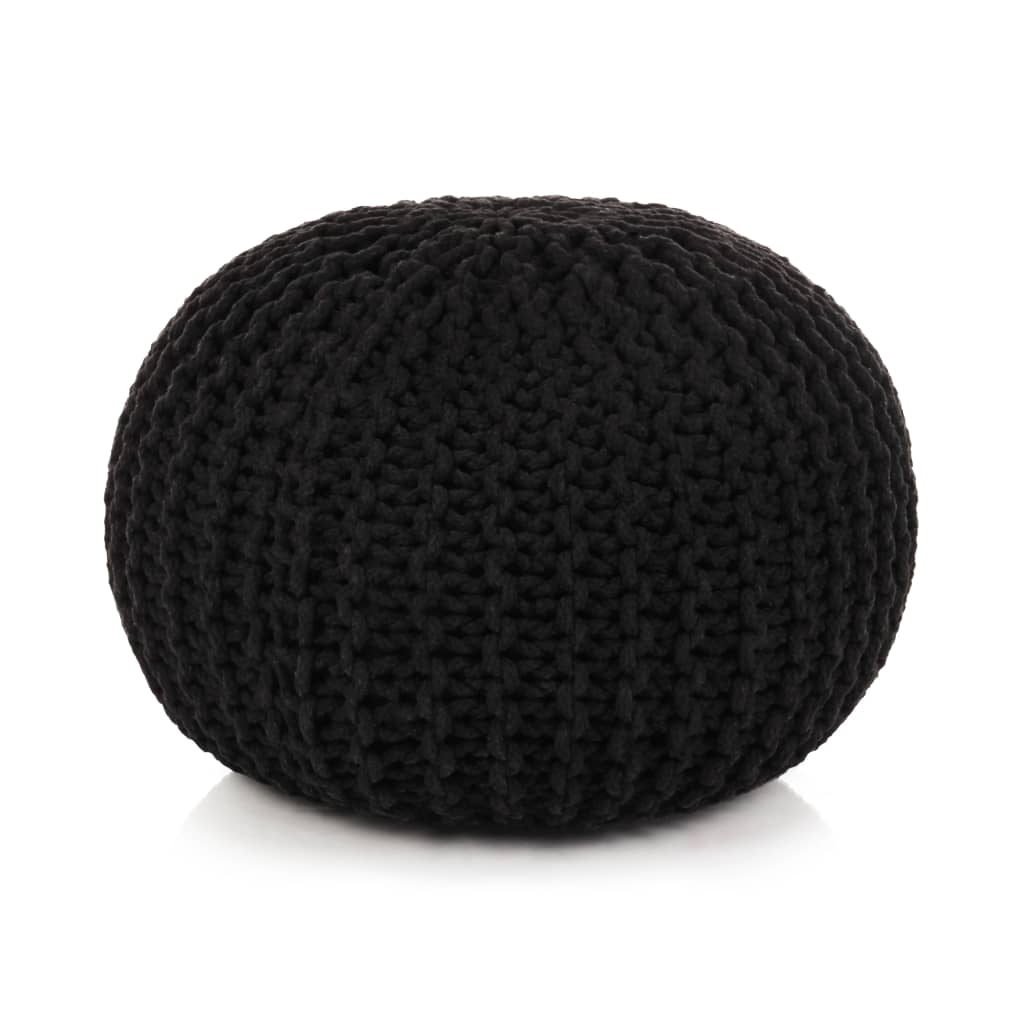 Pouf tricoté à la main Coton 50 x 35 cm #couleur_noir
