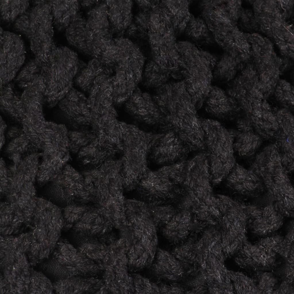 Pouf tricoté à la main Coton 50 x 35 cm #couleur_noir