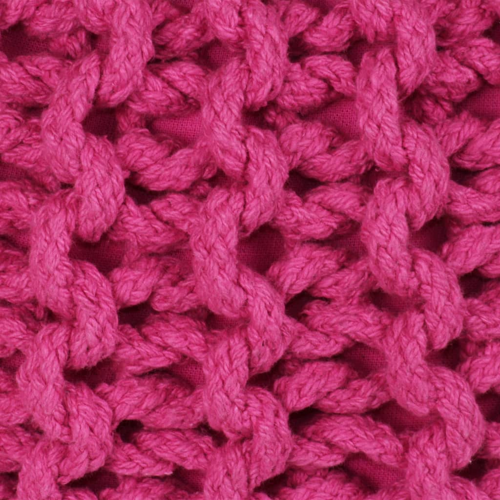 Pouf tricoté à la main Coton 50 x 35 cm #couleur_rose
