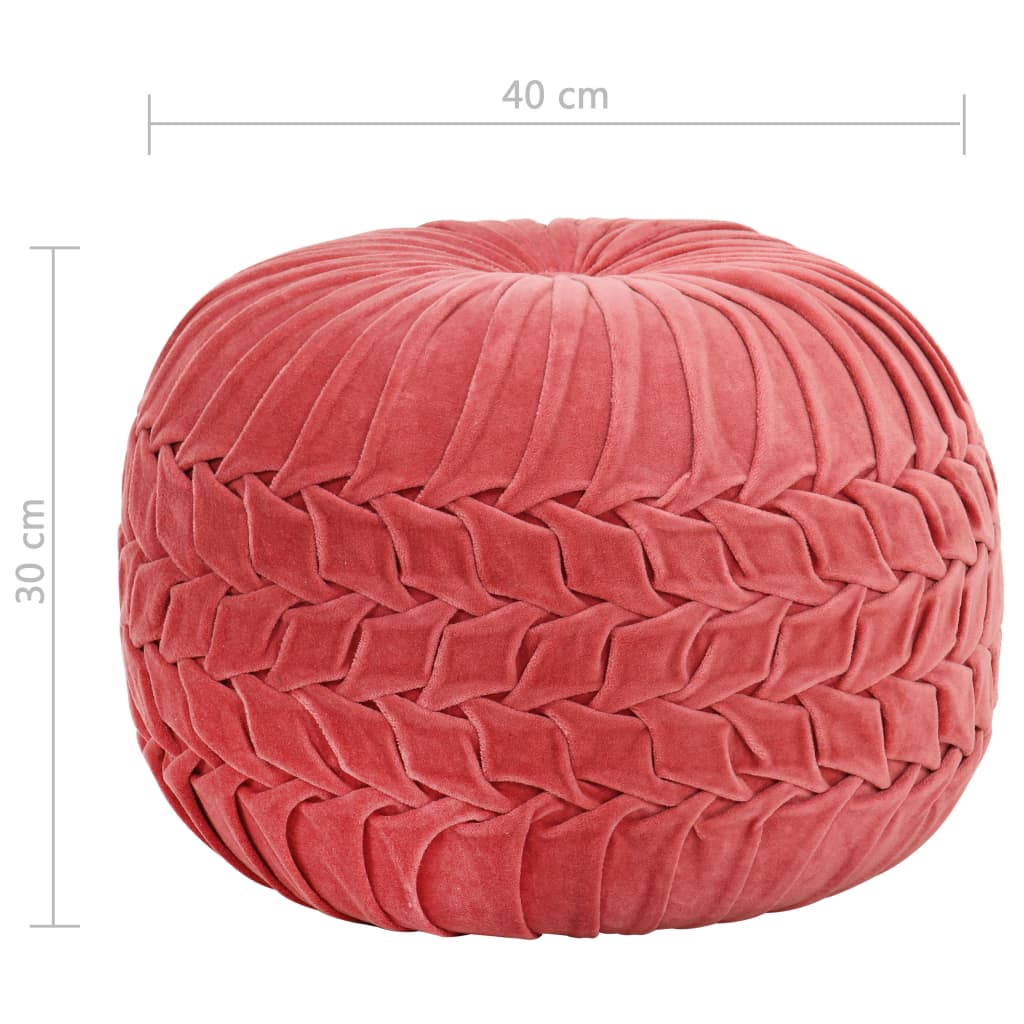 Pouf Velours de coton Design de sarrau 40 x 30 cm #couleur_rose