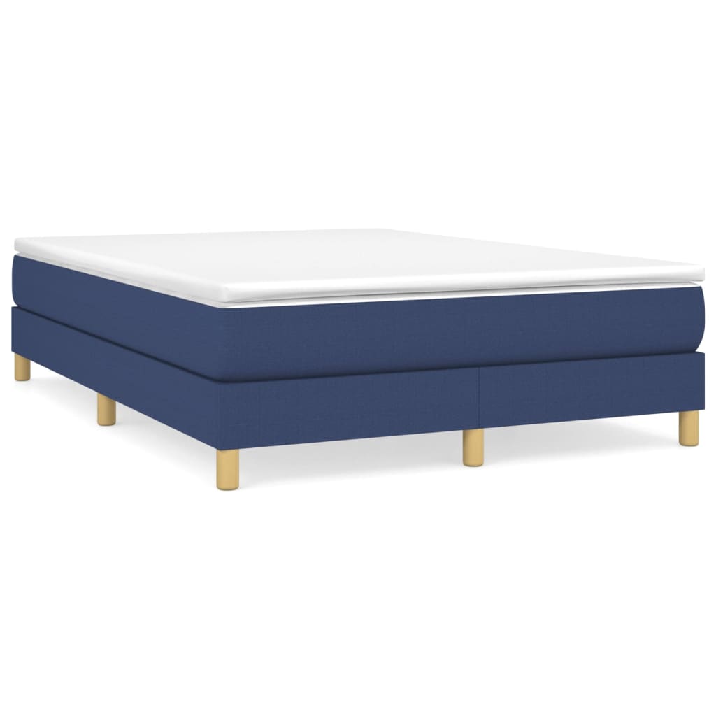 Sommier à ressorts de lit 2 places en tissu avec pieds offerts #couleur_bleu