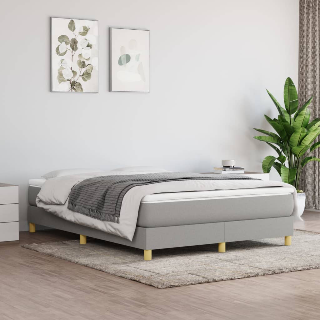 Sommier à ressorts de lit 2 places en tissu avec pieds offerts #couleur_gris clair