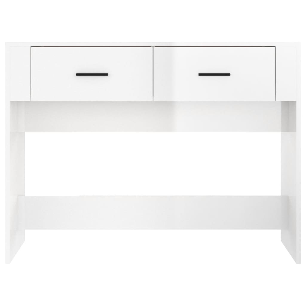 Table console 100x39x75 cm Bois d'ingénierie #couleur_blanc brillant