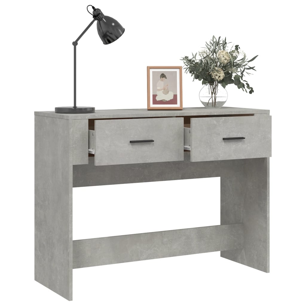 Table console 100x39x75 cm Bois d'ingénierie #couleur_gris béton