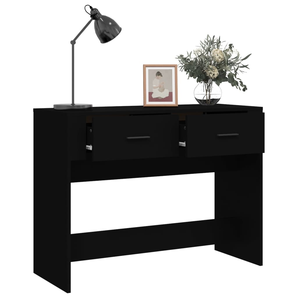 Table console 100x39x75 cm Bois d'ingénierie #couleur_noir